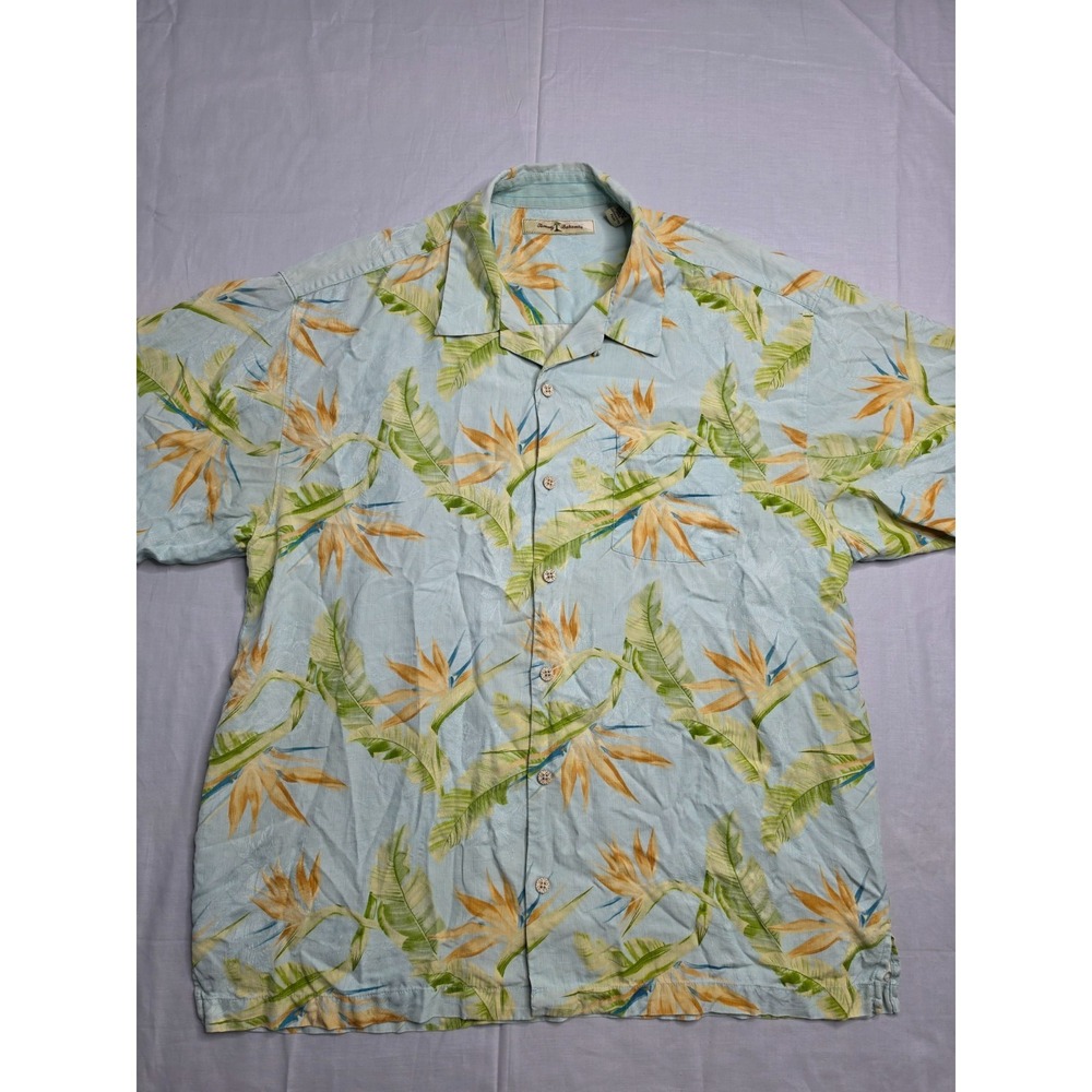 Tommy Bahama Hawaiian Shirt Men's XL Multicolor 100% Silk Tropical Button-Up